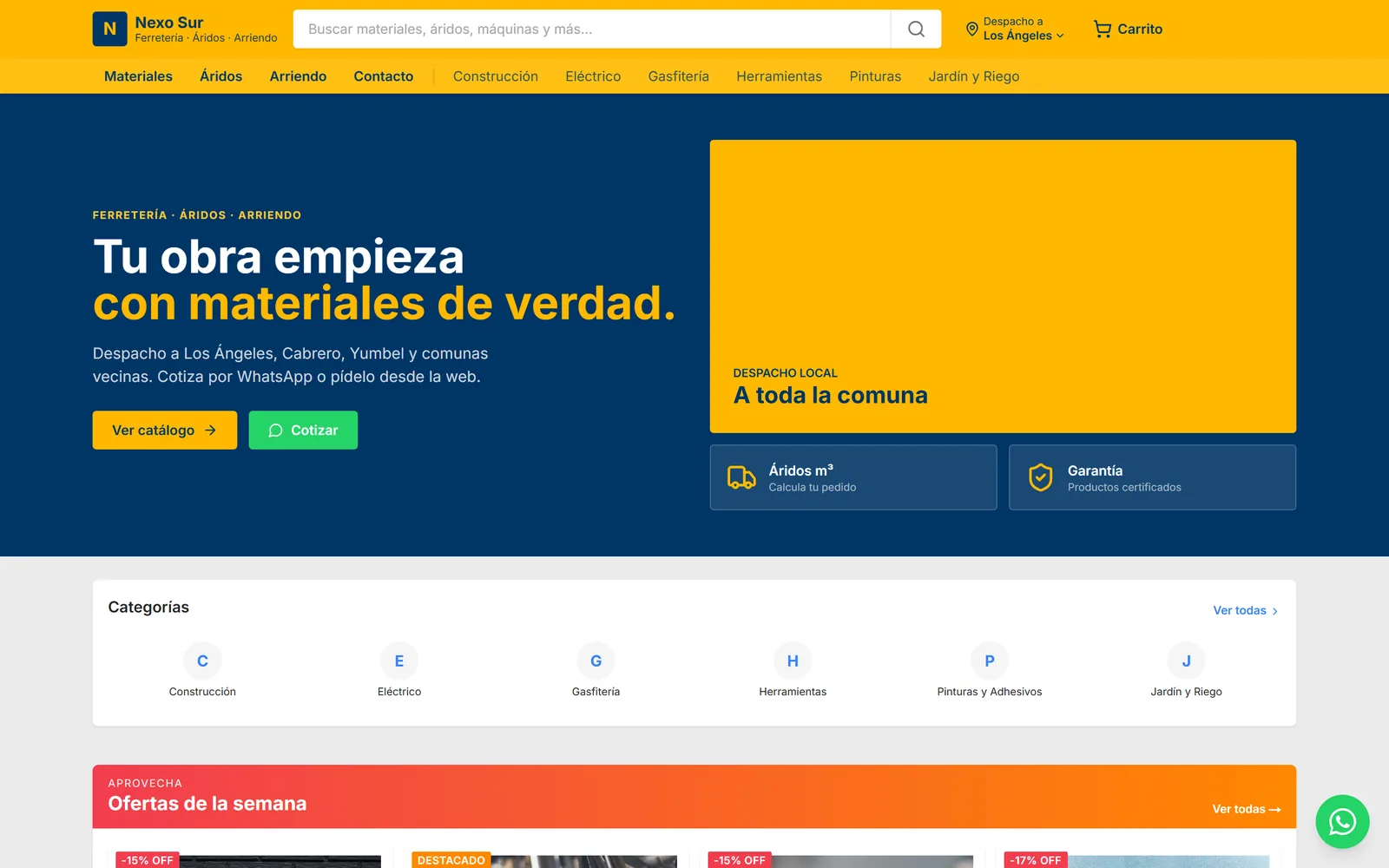 Vista de escritorio del proyecto Nexo Sur