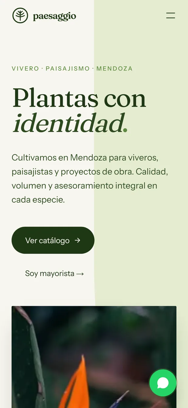 Vista móvil del proyecto Paesaggio